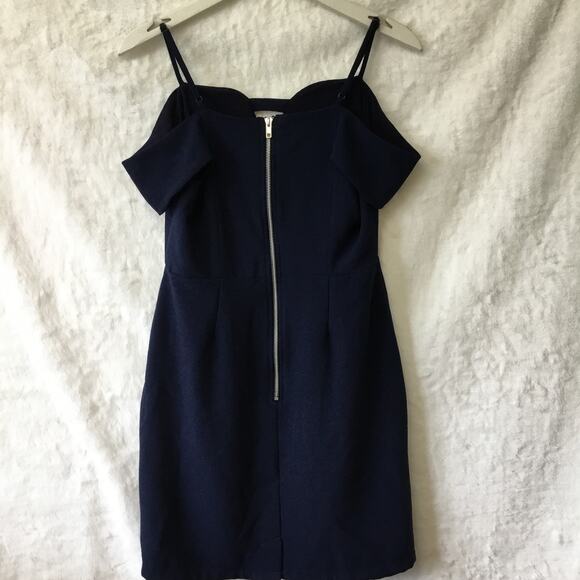 Storee Navy Blue Off-Shoulder Zip-Up Formal Dress - Picture 13 of 13